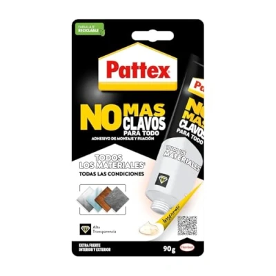 Imagen de Pattex 2501910 No Mas Clavos Para Todo Crystal, adhesivo de montaje resistente a temperaturas extremas, pegamento fuerte en superficies húmedas, transparente, 1 tubo x 90 g