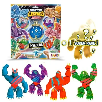 Imagen de CRAZE Stretchy Legends Mini Multipack Invaders, Pack de 5 Figuras elásticas coleccionables para niños, Hay 15 Modelos Diferentes