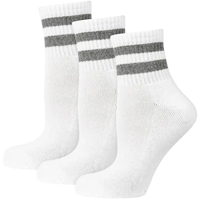 Imagen de Nur Der Pack de 3 Tenis Retro con Rayas algodón, Suela Acolchada, Calcetines Deportivos Cortos, Blanco, 39 42 Hombre
