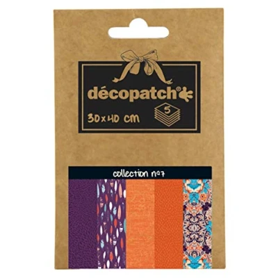 Imagen de Décopatch DP007O Une pochette de 5 feuilles papier imprimé 30x40 cm, motif assortis (Réfs 652 577 466 532 et 630)