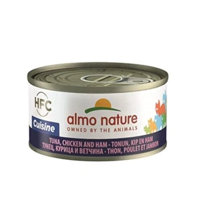 Imagen de almo nature HFC Cuisine Comida húmeda para Gatos con atún, Pollo y jamón (Paquete de 24 latas 70 g)