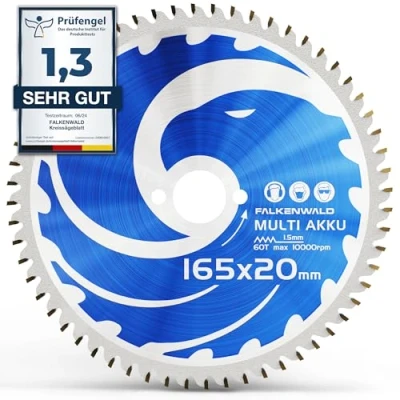 Imagen de Falkenwald Hoja de sierra circular 165 x 20 para inmersión Makita con batería en madera, metal y aluminio