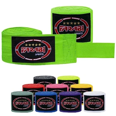 Imagen de Farabi Sports Kids Vendas Boxeo 2,5 Metros de Largo Cinta con par para MMA, Muay Thai, Entrenamiento, Kickboxing y Deportes Combate (Green)