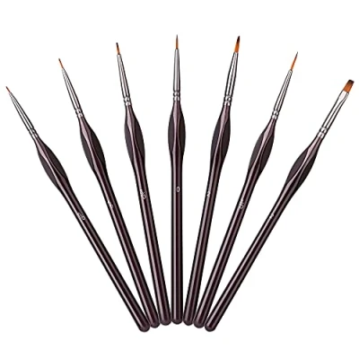 Imagen de Amazon Basics Juego de pinceles precisión para pintar, 7 unidad, Marrón