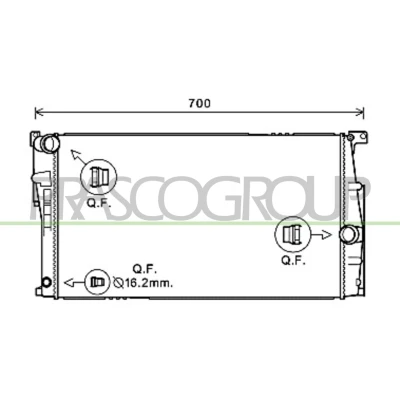 Imagen de PRASCO BM028R006 Radiador, refrigeración del motor Aluminio 600mm 338mm 32mm Con acoplamientos rápidos Aletas soldadas BMW: 1 Hatchback