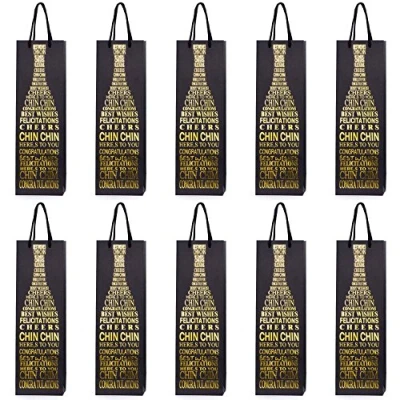 Imagen de 10 bolsas para botellas, de regalo vino, prosecco y champán 40 x 12 9 cm Felicitaciones 2
