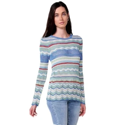 Imagen de Koroshi Jersey Tricot a Rayas con Cuello Pico para Mujer, de Color Multicolor, Talla L