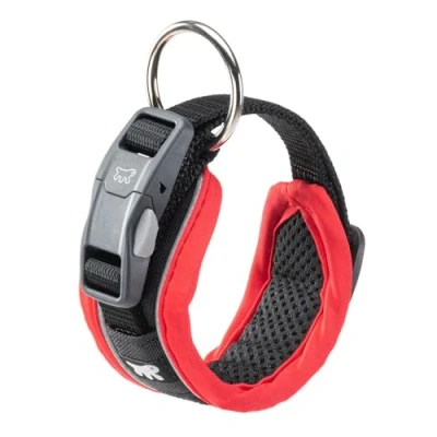 Imagen de Ferplast Collar Perro Genius C15/35, Reflectante, Transpirable, Ajustable, Cierre Magnetico Seguro con Hebilla Rápida, Collares para Perros Pequeños, Suave Acolchado, Rojo