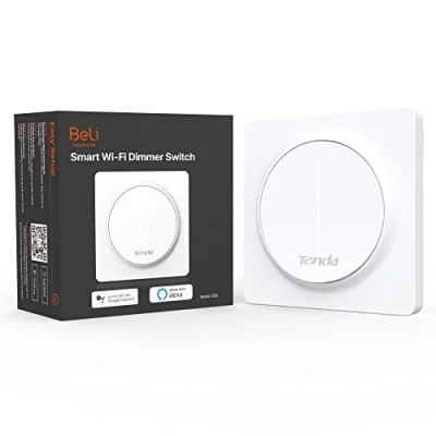 Imagen de Tenda SS9 Interruptor de Atenuación Inteligente, luz WiFi Táctil Pared, 2.4GHz, Funciona con Alexa y Google, No Requiere Concentrador, Neutral Requerido, un Polo 10A, Control Remoto