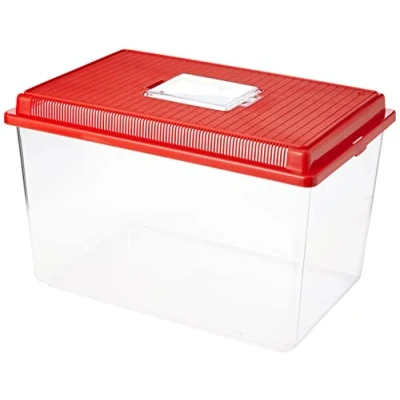 Imagen de Ferplast Caja de plástico para pequeños animales GEO EXTRA LARGE Acuario 11 L peces, Terrario insectos y tortugas, Plástico, Rejillas ventilación, 35,6 x 23,4 h 22,8 cm Rojo
