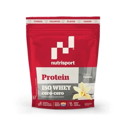 Imagen de NUTRISPORT Iso Whey Cero Vainilla 1500g Proteína Aislada de Suero LecheSin Grasas ni Azúcares Con DigeZyme® para Mejor Absorción Rápida Digestión Post Entreno Desarrollo Muscular