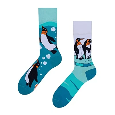 Imagen de Dedoles Calcetines Unisex Hombre Mujer y Niños Algodón muchos diseños divertidos diferente izquierda derecha, color: Azul, diseño: Pingüinos, tamaño: 39 42