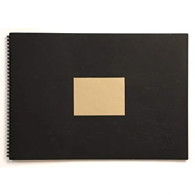 Imagen de Clairefontaine 8373C Carnet Spiralé Papier Kraft 60 Feuilles Vergé Brun A3 29,7x42 cm 90g Couverture Souple en Carte Noire Effet Cuir