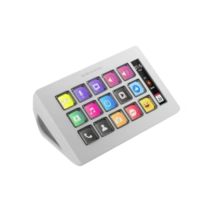 Imagen de MARSGAMING MSD One, Control Deck Slim, 15 Teclas LCD Personalizables, Pantalla Ampliada, Software de y Plug ins, Compacto con Diseño Slim Ergonómico, Windows MacOS, Blanco