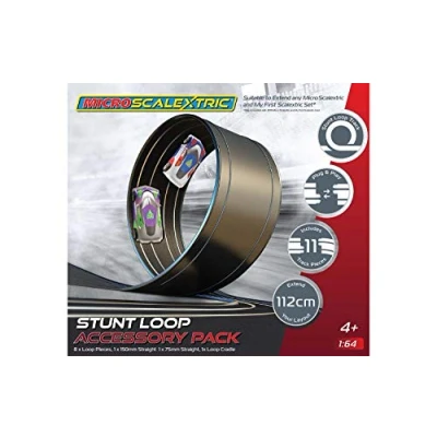 Imagen de Scalextric Micro Track Pack Stunt Loop Pista, Bucle Paquete de extensión para Acrobacias, Color Negro, 112 cm (Hornby Hobbies G8046)