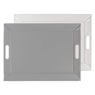 Imagen de FreeForm Tradestock Bandeja Bicolor Reversible/Piel sintética, Piel Gris Blanc, 55 x 41 cm