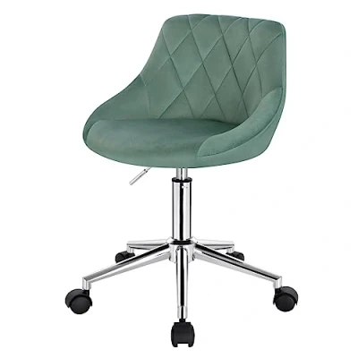 Imagen de EUGAD Silla de Escritorio con Ruedas Taburete Oficina Giratoria Terciopelo Ergonómica Turquesa 0170BGY