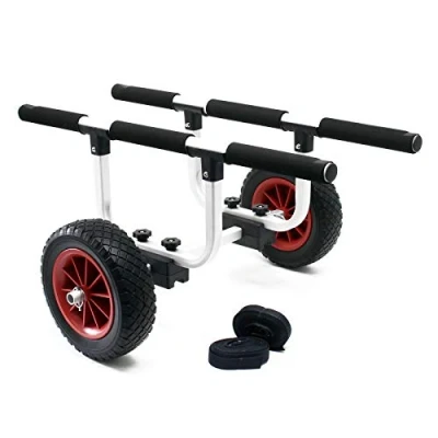 Imagen de WilTec Carrito para Transporte de Kayak y Canoa, Aluminio 90kg con Ruedas PU Ø22cm &amp; Ancho Ajustable