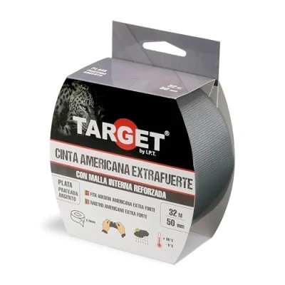 Imagen de TARGET CTP3250N Cinta Americana Extrafuerte, Heavy Duty Reforzada con malla, Hasta 0,43mm de grosor (PLATA, 32M X 50mm)