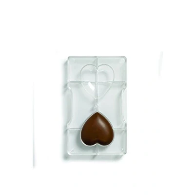 Imagen de DECORA, 0050078 Molde para Chocolate en Forma de Corazón, Policarbonato, 2 Cavidades 67,9 X 66,4 mm, Ideal Chocolates Brillantes y Crujientes, Empuñadura Ergonómica Patentada, Made in Italy