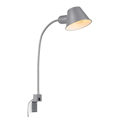 Imagen de BRILONER lámpara de cama flexible, ajustable, interruptor palanca, 1x casquillo E27 máx. 10 vatios, incl. cable, cromo mate, 63 cm
