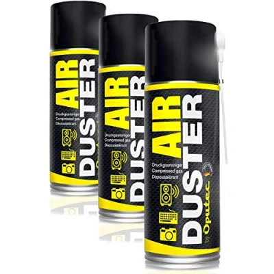Imagen de 3 x 400ml Oputec Air Duster Aire comprimido para la Limpieza con extensión fácil del teclado, PC, ordenador, teléfono, cámara, impresora, Xbox, Playstation