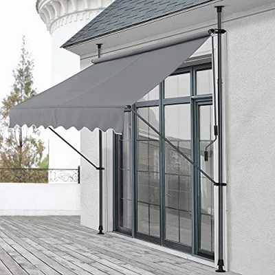 Imagen de Toldo articulado con armazón 150 x 120 220 309 cm Enrollable terraza balcón Protector de Sol Parasol Gris Medio