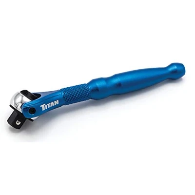 Imagen de TITAN 11316 Micro trinquete con cabezal giratorio de 90 dientes 1/4 pulgadas x 4 pulgadas, color azul