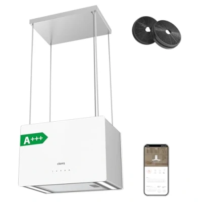 Imagen de CIARRA CBCS4850 Campana Extractora en Isla sin Salida de Humos Clase A+++ 48cm 700m3/ h WiFi y Control Táctil Filtro Carbón Incluido 4 Velocidades 2 Luces LED Blanco