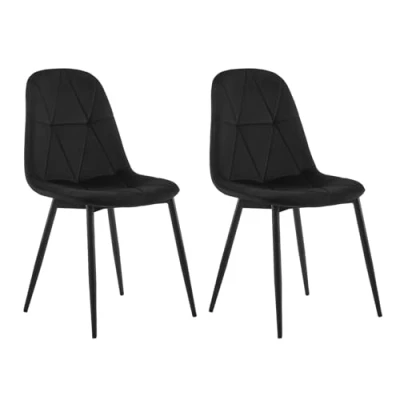 Imagen de Lestarain 2X Sillas de Comedor, Terciopelo para Dormitorio y Sala Estar, Cocina con Patas Metalicas, Asiento Bien Acolchado, Negro LCNI109004 2