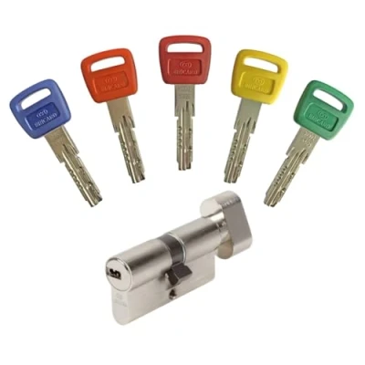 Imagen de Cilindro Bricard Olympia 30+30 Botón. 5 Llaves, Plata