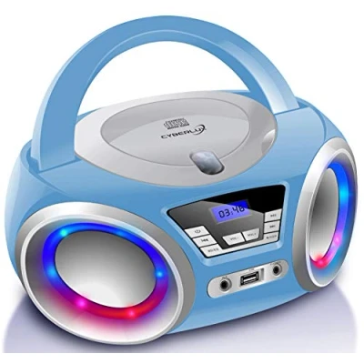 Imagen de Reproductor de CD con iluminación LED Toma para Auriculares Radio estéreo portátil Infantil USB CD/MP3 FM Conector Entrada AUX
