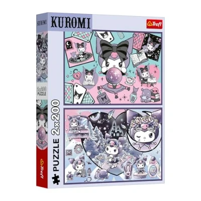 Imagen de Trefl 2 en 1, travesuras de Kuromi x 200 Piezas Set Dos Puzzles para Adolescentes, Multicolor (13345)