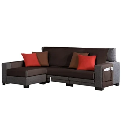 Imagen de Estoralis Beret Funda Chaise Longue Moderna Tejido Resistente Marron Chaisse 180 cm Brazo Izquierdo Tamaño de Tela x 255 (Ancho por Alto) Protector Todo Tipo Sofás
