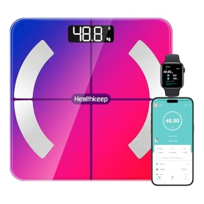 Imagen de Báscula Grasa Corporal de Baño Wireless Digital Analizar Más 13 Funciones, Monitores Composición Máximo 180kg para Andriod y ios (Gray)
