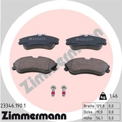 Imagen de ZIMMERMANN 23346.190.1 Juego de pastillas freno con tornillos Foto correspondiente a la entrega CITROËN: Xsara Picasso, Hatchback
