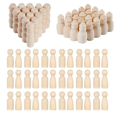 Imagen de NA Woohome 80 Pz Muñecas de Madera Peg 4 Estilo Inacabado Personas Dolls Clavija Muñeca Juguete para Proyectos Manualidades Niños, Pintura