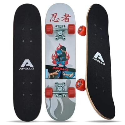 Imagen de Apollo Skateboard Niño Monopatín con Cojinetes ABEC 3 y Ejes de Aluminio Skate Completo Diseños Geniales Monopatines para Niños a Partir Años
