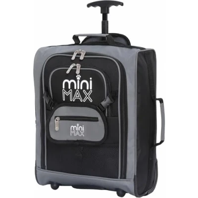 Imagen de Aerolite MiniMAX 20L Wizz Air 40x30x20 Tamaño Máximo Equipaje de Mano Cabina Debajo del Asiento Mochila Trolley Bolsa 2 Ruedas (Negro)