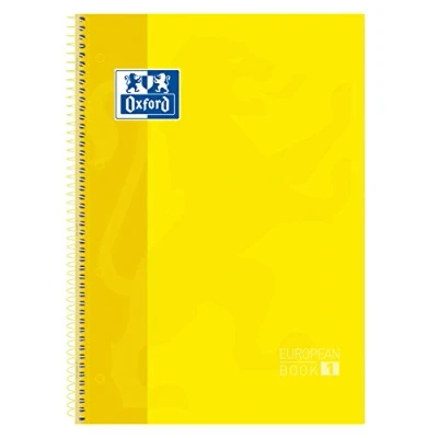 Imagen de Oxford, Cuaderno A4, cuadricula 5x5, tapa extradura, microperforado, libreta A4 Europeanbook 1, color amarillo