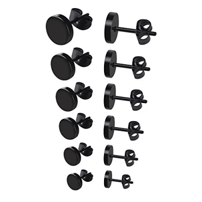 Imagen de Mudder Juego de pendientes acero inoxidable, 3 mm a 8 mm, 6 pares
