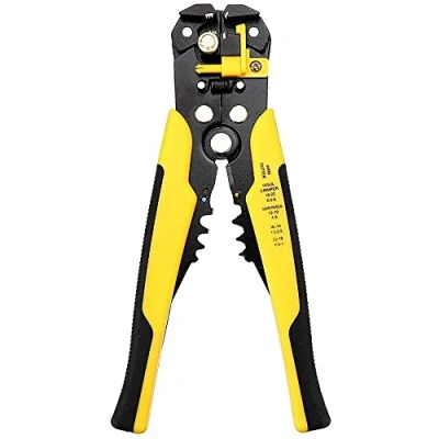 Imagen de MMOBIEL Pelacables automático para engarzar y cortar Alicates profesionales10 24 AWG 0,2 6,0 mm² Herramienta manual multifuncional autoajustable