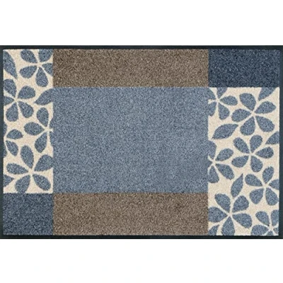 Imagen de wash+dry Florita Felpudo lavable, color gris, poliéster, 50 cm x 70