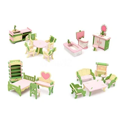 Imagen de Baixia 4 Juegos de Muebles en Miniatura Casa muneca Juguetes deModelo Puzzle Ninos