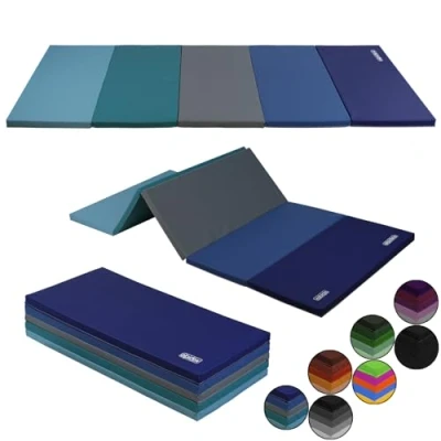 Imagen de ALPIDEX Esterilla de gimnasia 185 x 78 3,2 cm plegable colchoneta ejercicio suave suelo deportiva para el hogar niños adultos, Color:azul