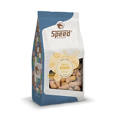Imagen de Speed Delicious speedies Banana para Caballo con Sabor a plátano, Aperitivo Tropical afrutado Cualquier Caballo, los Mejores Ingredientes, fácil de Usar (1 kg)