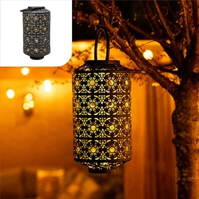 Imagen de Gadgy linterna solar marroquí luces solares de mesa para jardín exterior luz lámpara iluminación sostenible
