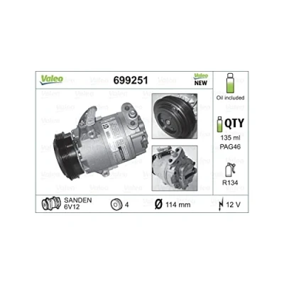 Imagen de VALEO 699251 compresor de Aire Acondicionado 6V12 12 PAG 46 R 134 a con aceite NEW ORIGINAL PART OPEL: Astra G Berlina, CC