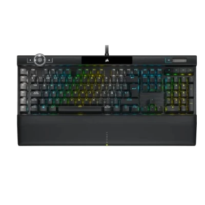 Imagen de CORSAIR K100 RGB Teclado óptico mecánico para juegos (Interruptores OPX RGB, Reposamuñecas magnético y extraíble de polipiel, Teclas policarbonato) Negro