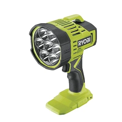 Imagen de RYOBI Lámpara LED 18V ONE+ Foco Inalámbrico Largo Alcance Cabezal Orientable y Gancho de Suspensión 3 Ajustes Intensidad, 3000Lm máx. Peso 0,6kg Batería Cargador no Incluidos RLS18 0